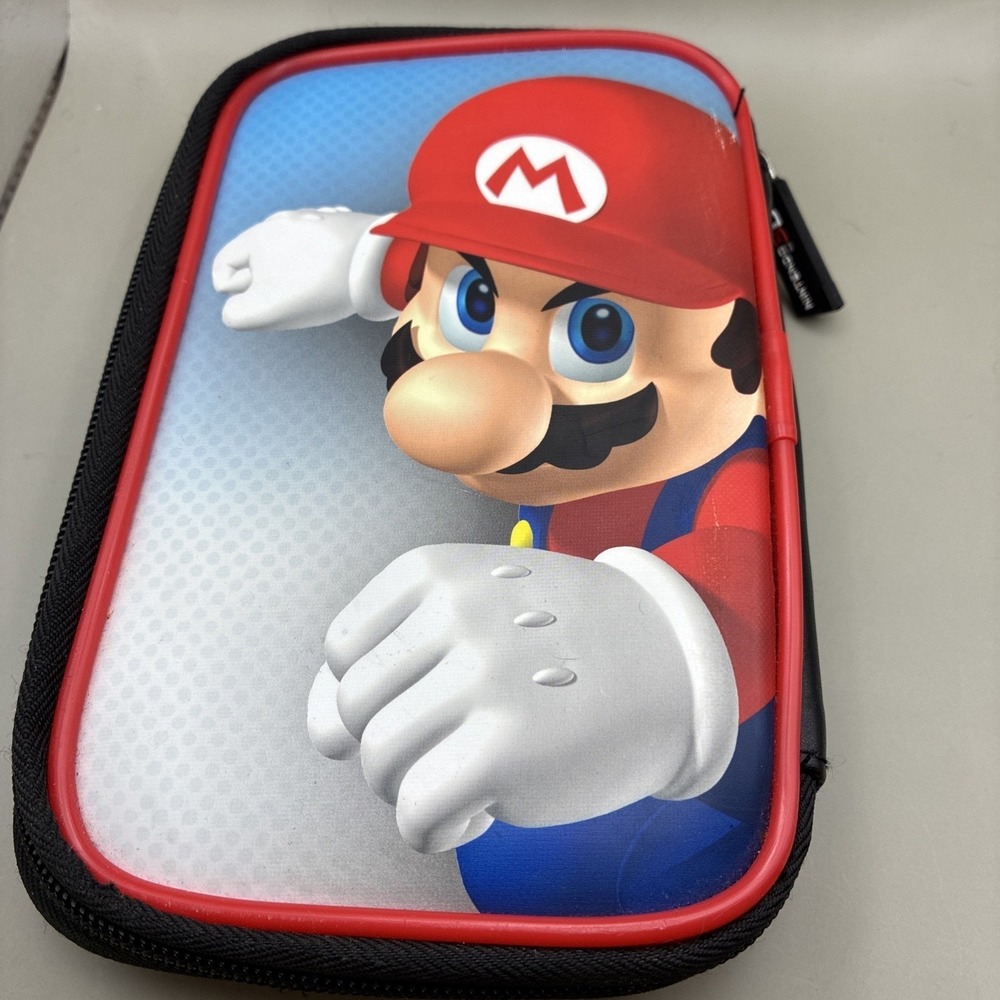 Nintendo 3DS Super Mario Hard Shell Carrying Case Black Red Travel Pouch